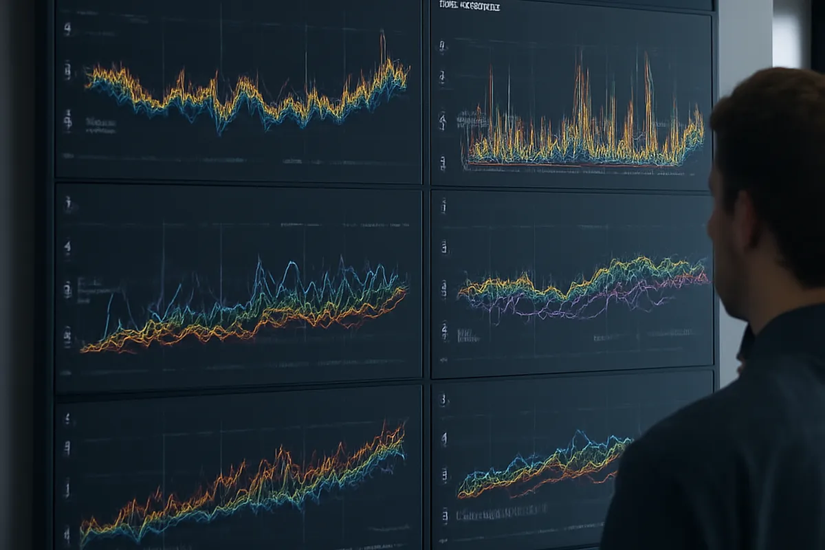 Dashboard Grafana affichant les métriques de production d'une application Symfony